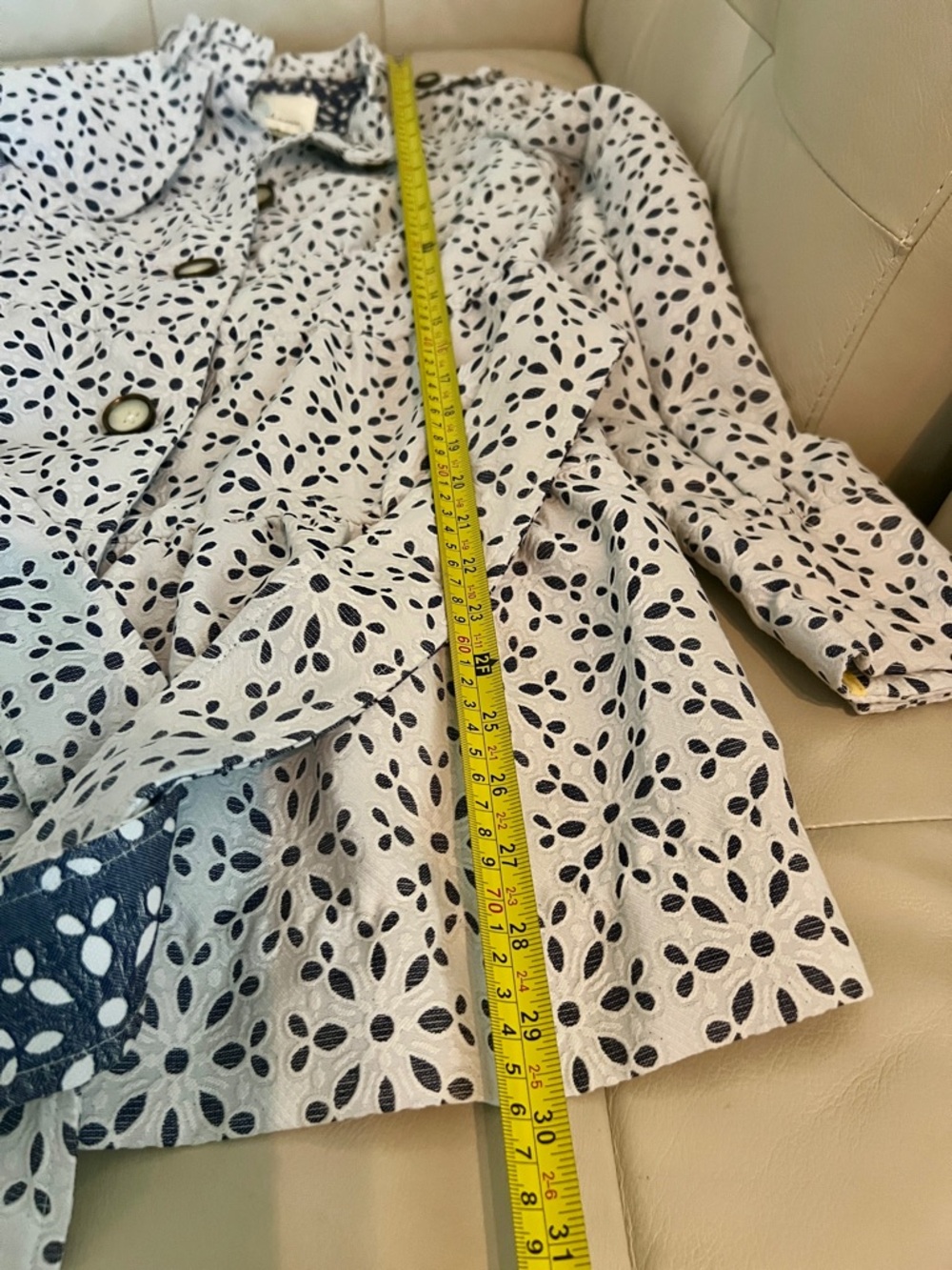 Elevenses White Floral Jean Jacket with Blue eyelet - Picture 14 of 16